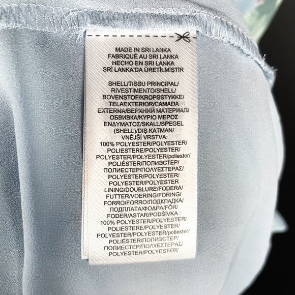 Lauren Ralph Lauren Ruffle Midi Dress Blue Floral Belted Chiffon Sz 12 - Picture 10 of 10